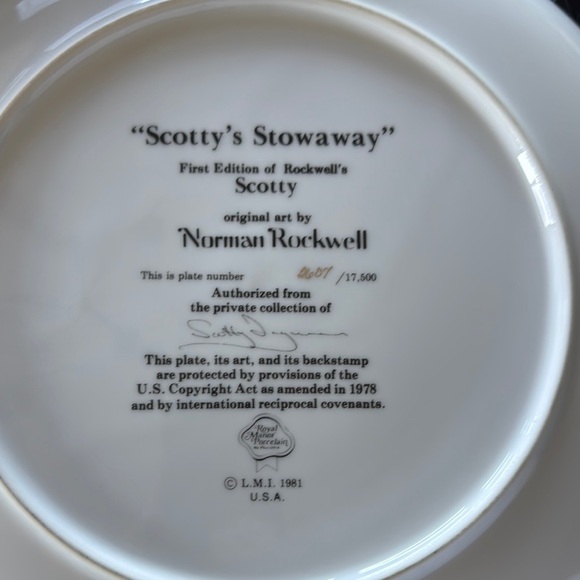 Norman Rockwell 'Scotty's Stowaway' Plate - Picture 2 of 2